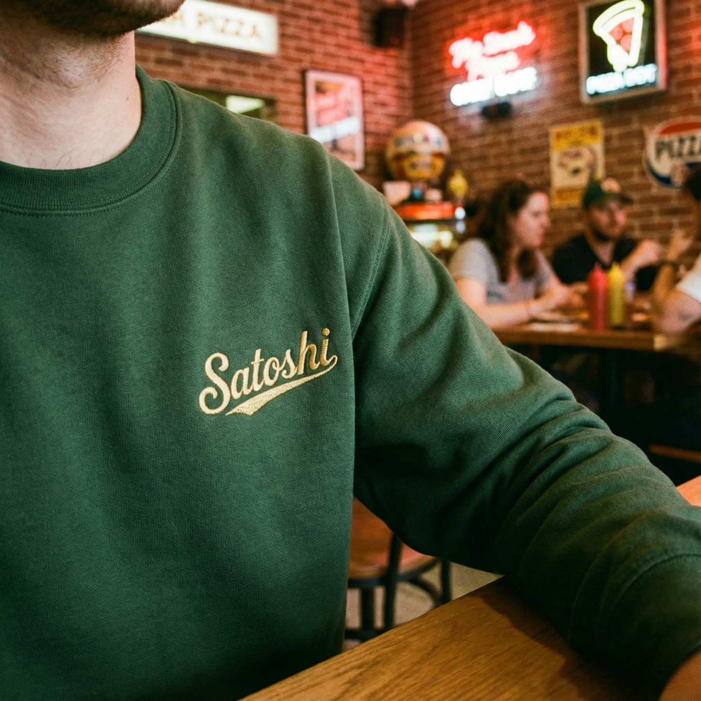 Satoshi Nakamoto Gold Embroidered Sweatshirt