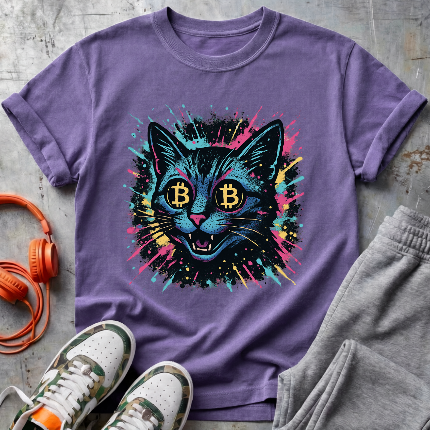 Catoshi Splatter Bitcoin Tee