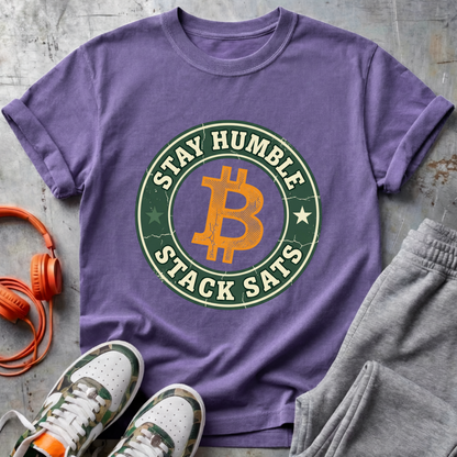 Stay Humble Stack Sats Logo Tee