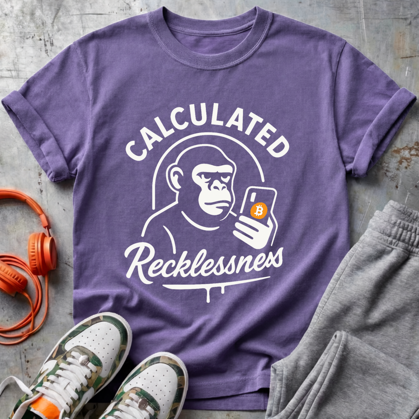 Calculated Recklessness Ape Bitcoin Tee 🦍⚡