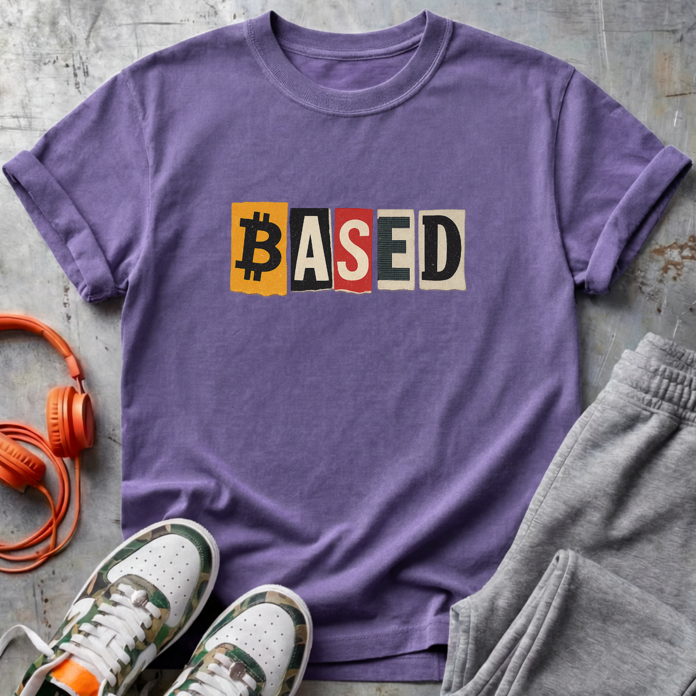 Based Cutout Comfort Colors Bitcoin Tee