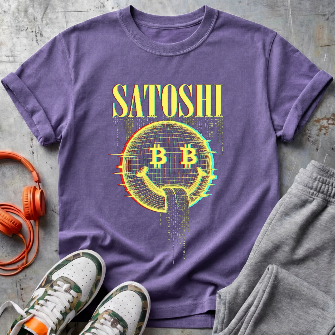 Satoshi Glitch Smiley Tee