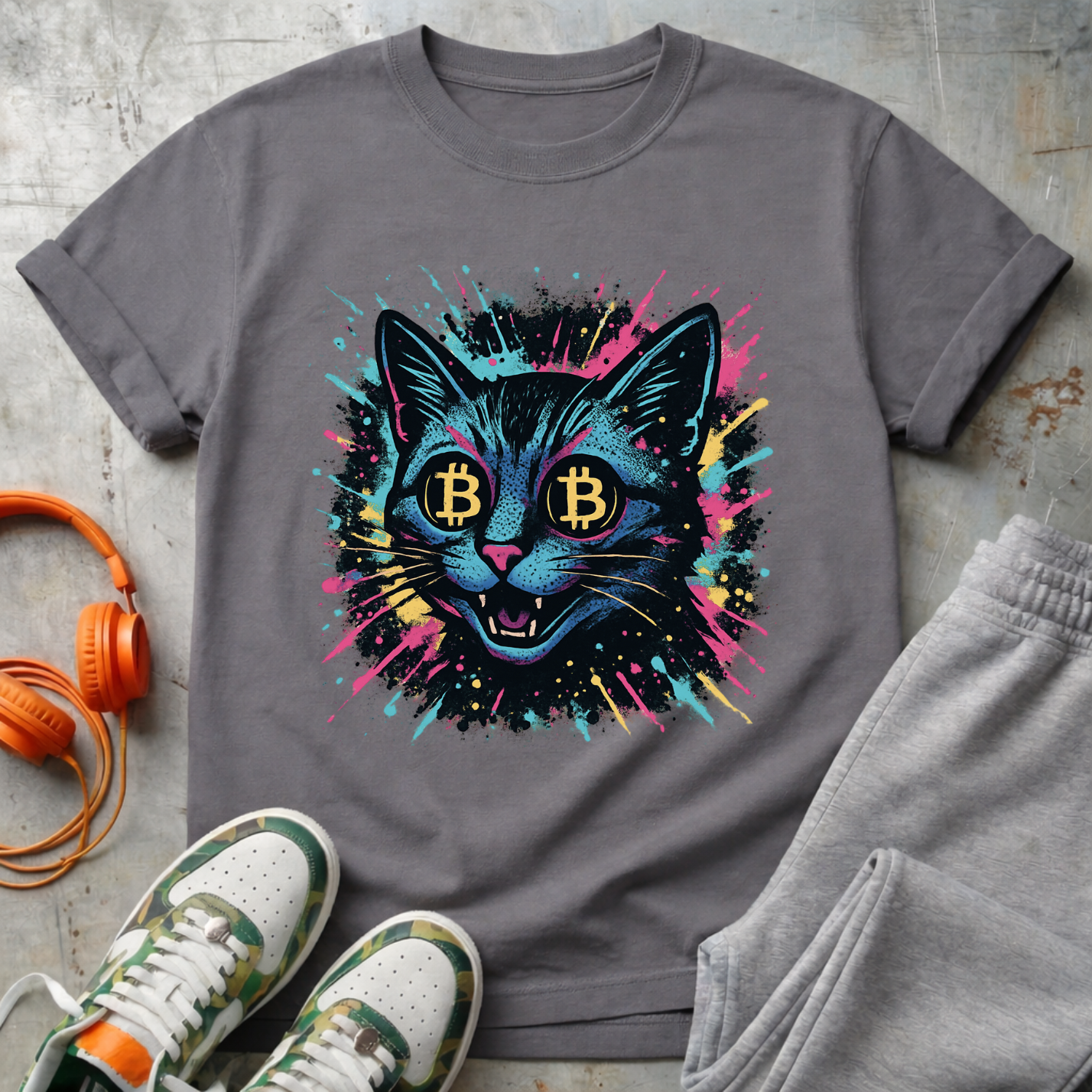 Catoshi Splatter Bitcoin Tee