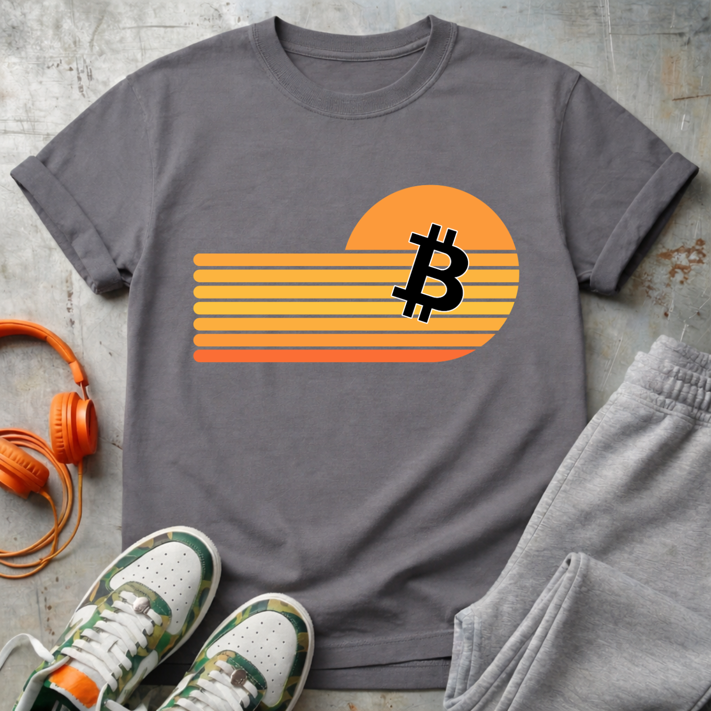 Bitcoin Retro Sunset Tee Shirt
