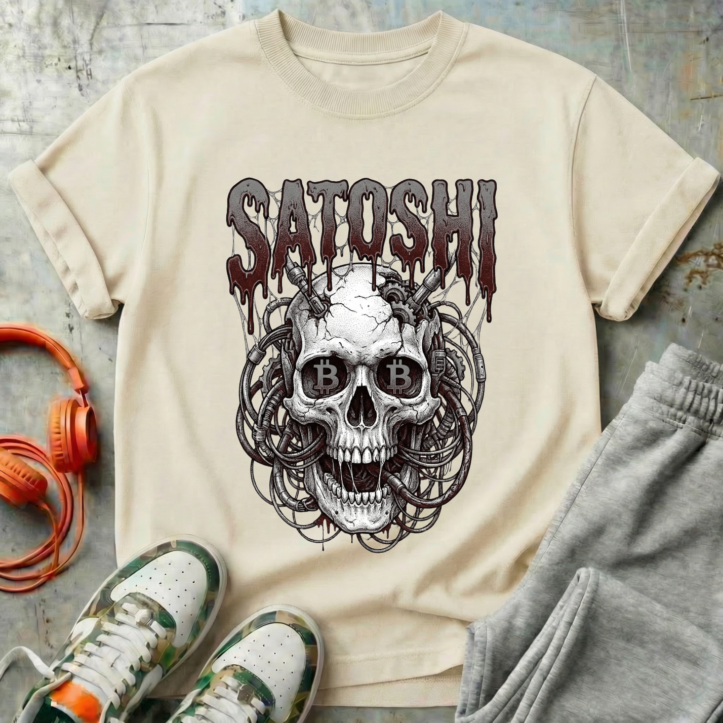 Satoshi Skull Cyberpunk Tee