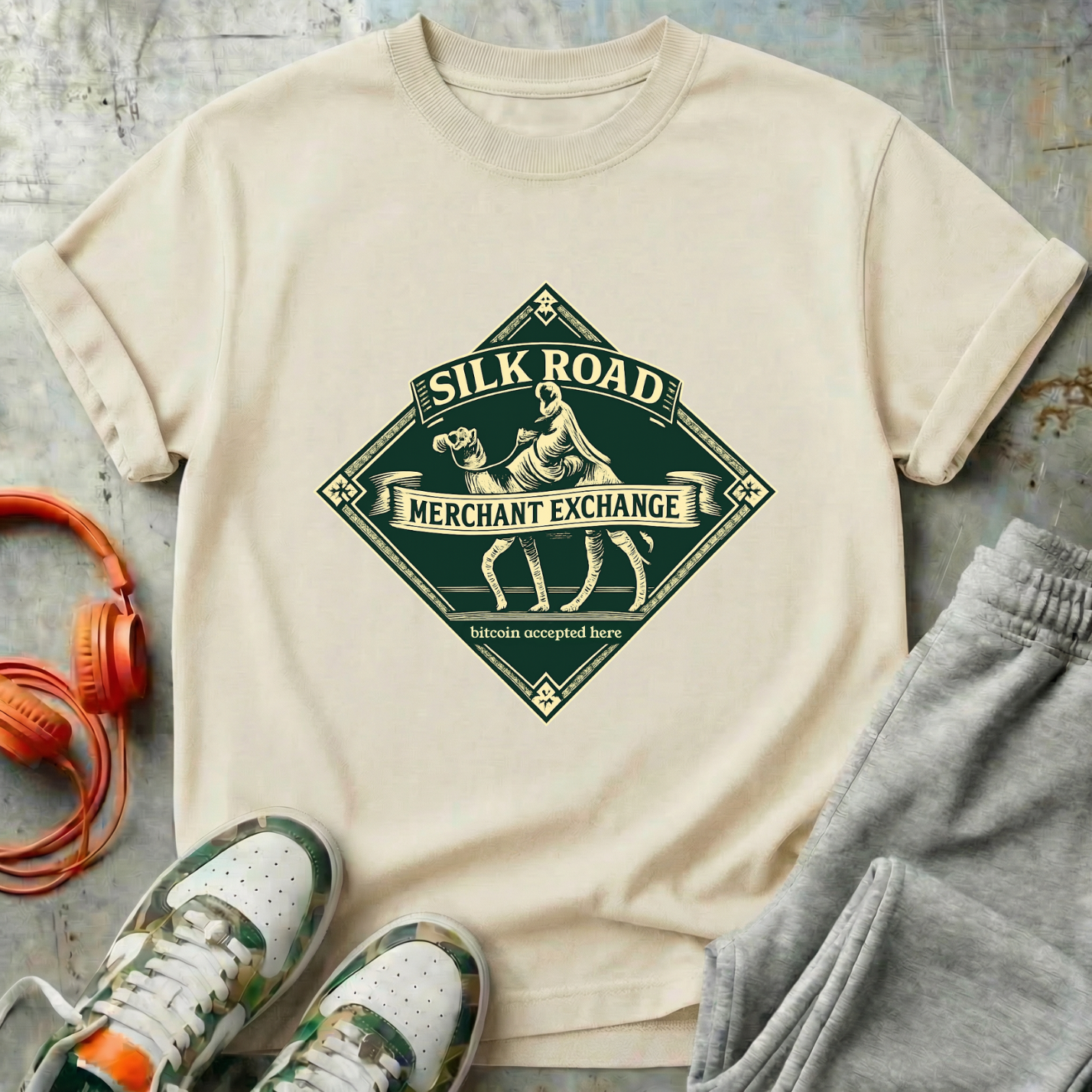 Silk Road Merchant Exchange T-Shirt | Bitcoin Accepted Here | Heritage Trade Design