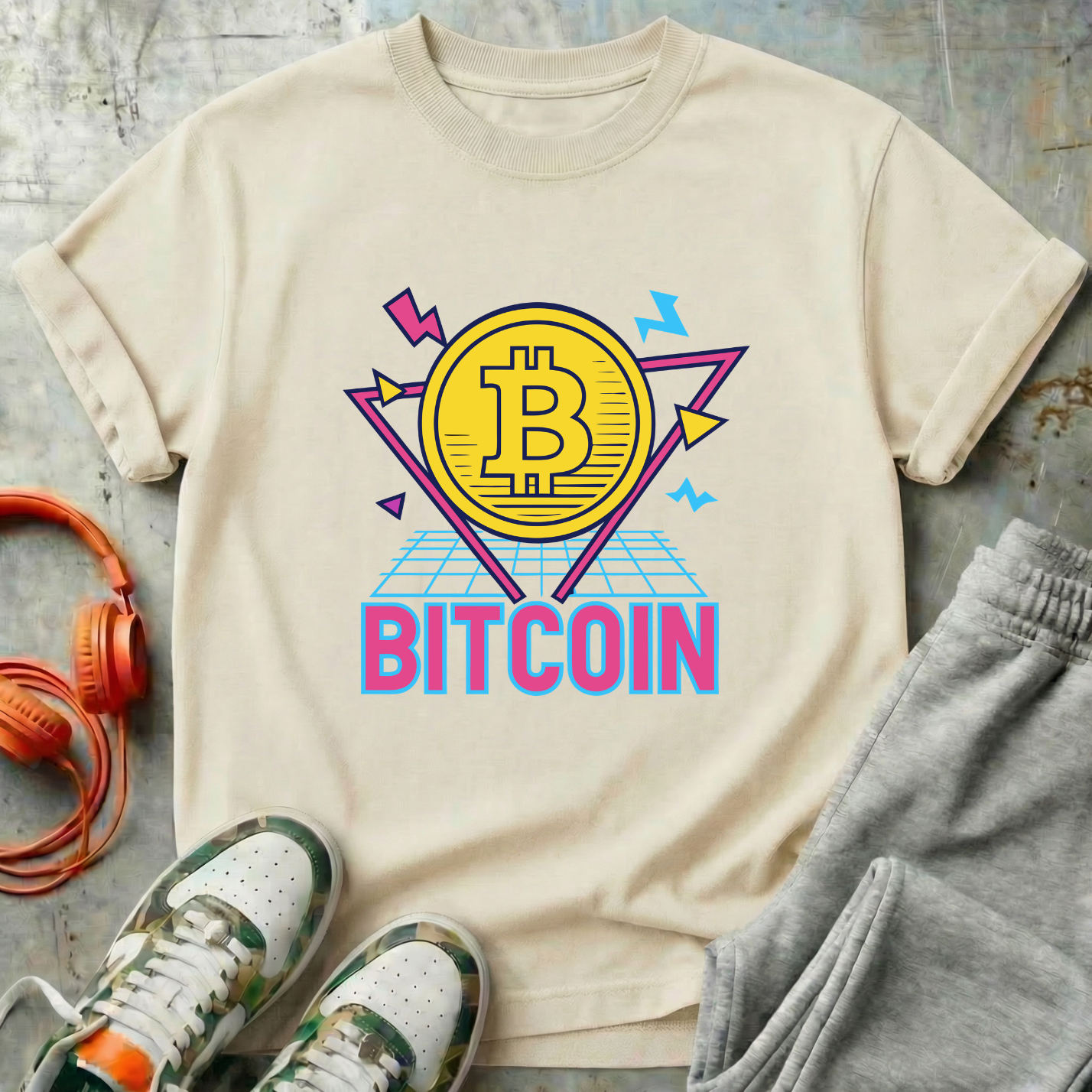 Bitcoin Eighties Synthwave Tee