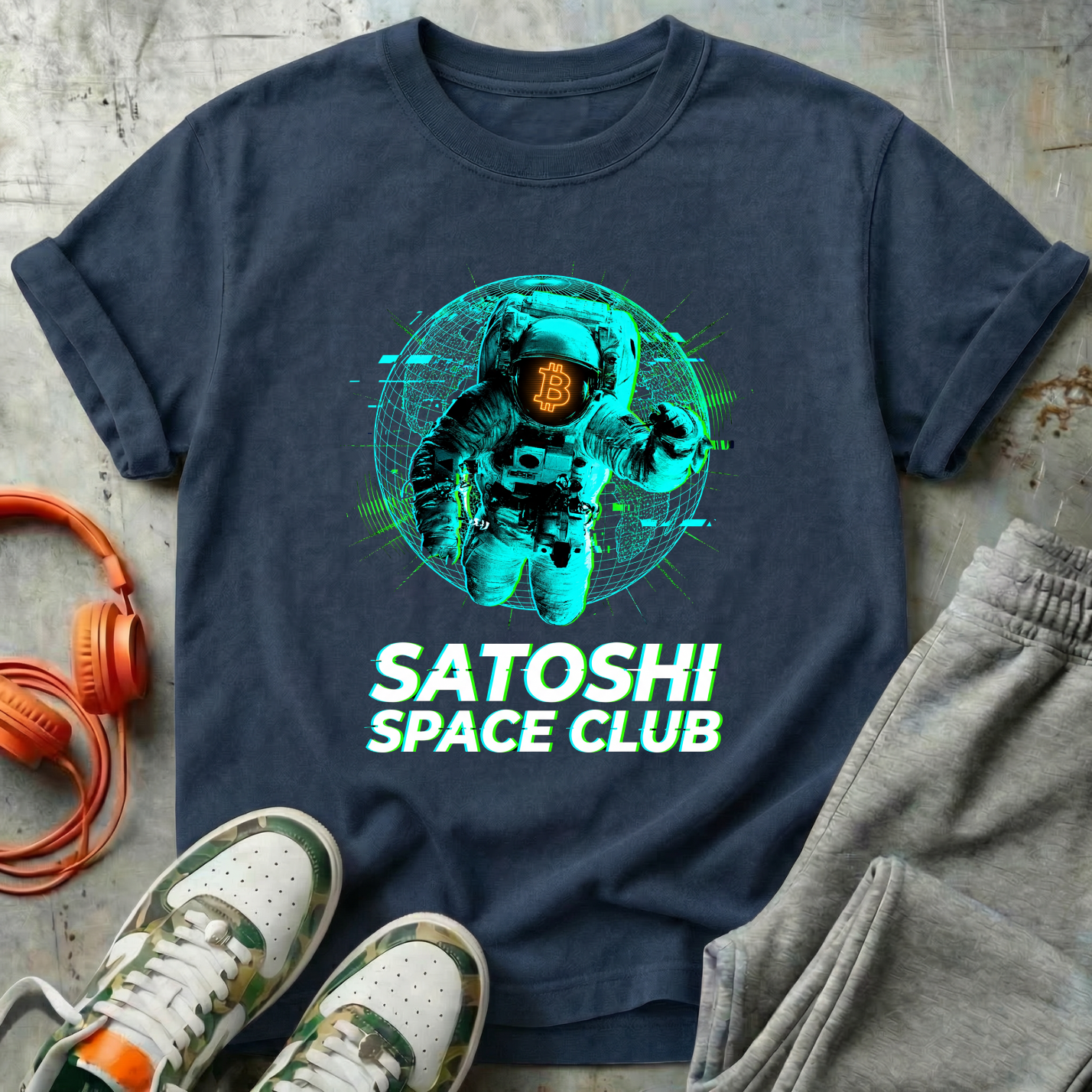Satoshi Space Club Astronaut T-Shirt | Bitcoin Futurist Graphic Tee