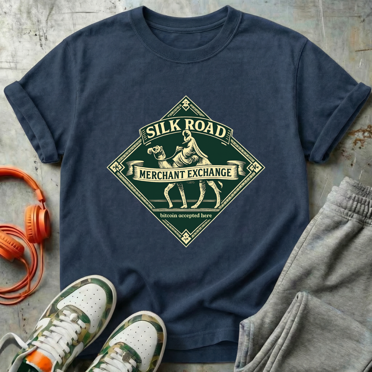 Silk Road Merchant Exchange T-Shirt | Bitcoin Accepted Here | Heritage Trade Design