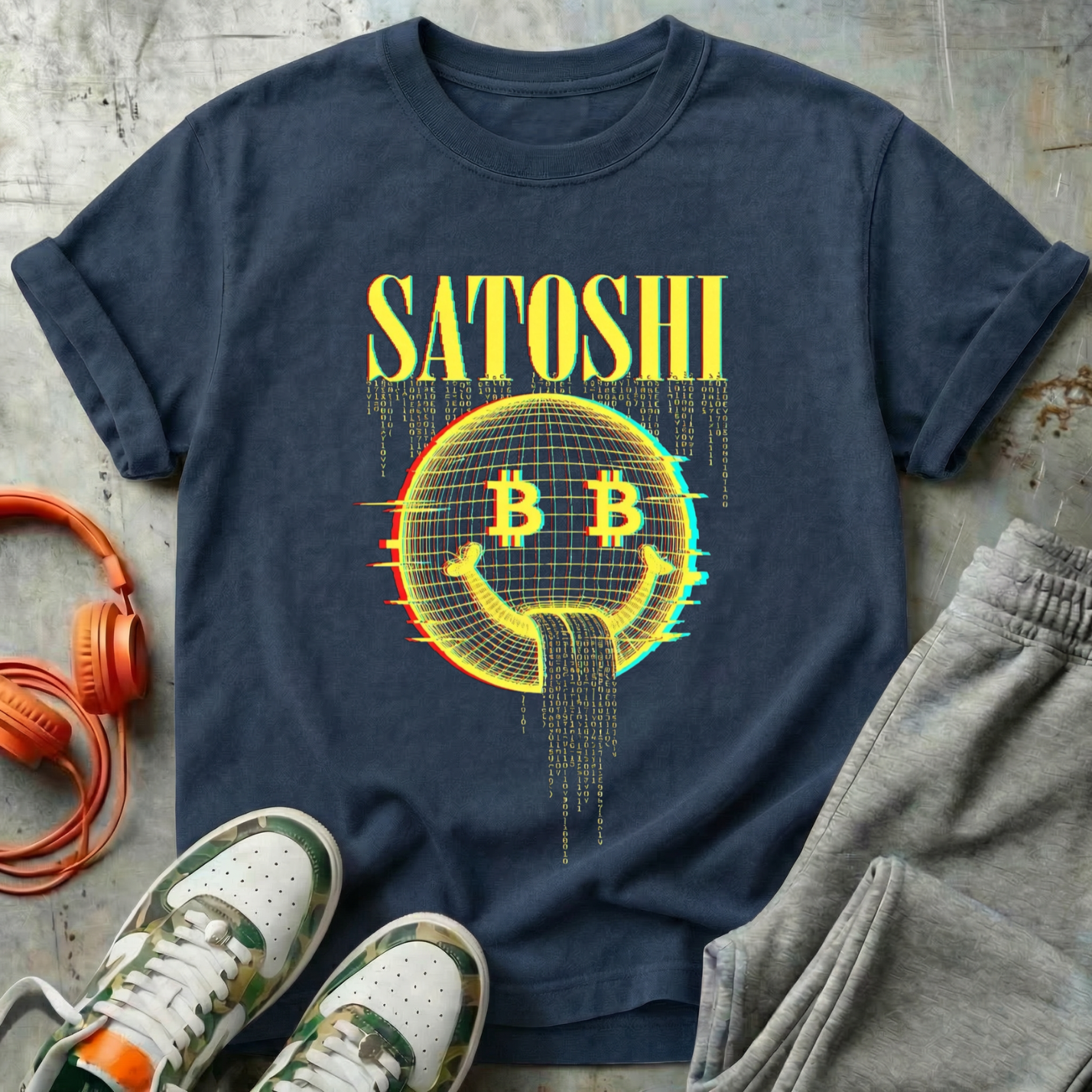 Satoshi Glitch Smiley Tee