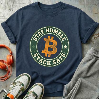 Stay Humble Stack Sats Logo Tee