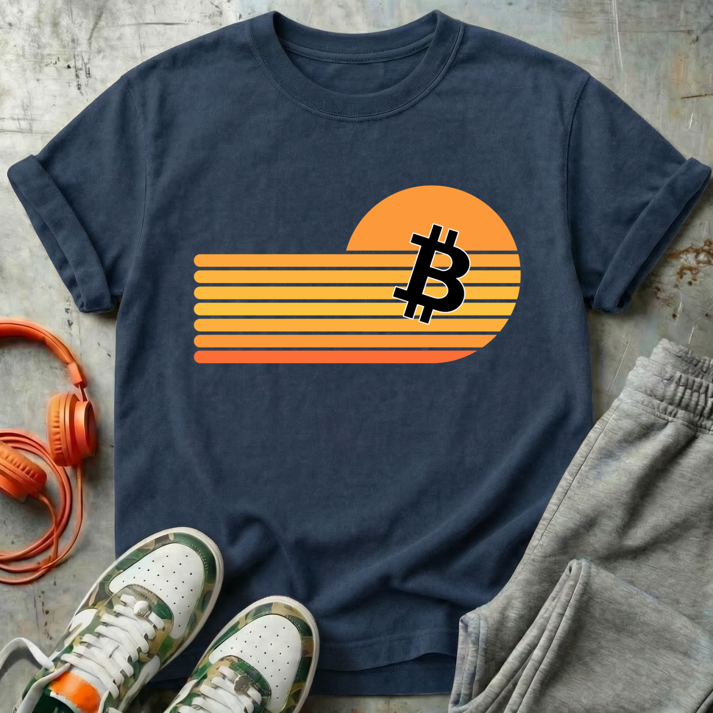 Bitcoin Retro Sunset Tee Shirt