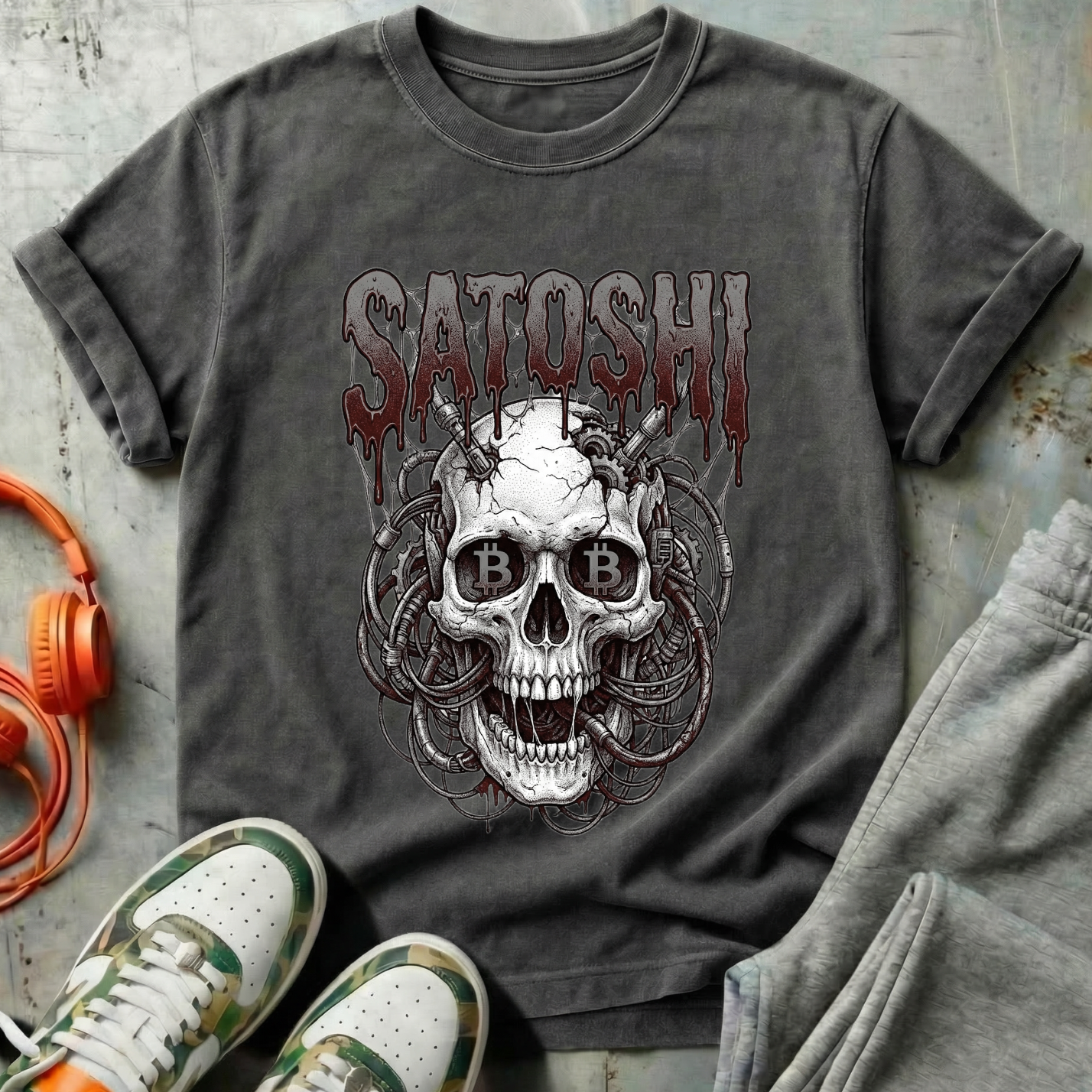 Satoshi Skull Cyberpunk Tee