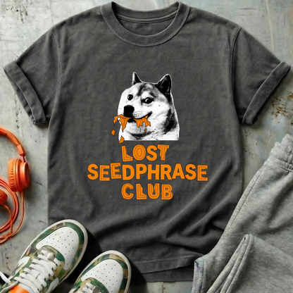 Lost Seedphrase Club T-Shirt — Husky Crypto Wallet Recovery Tee