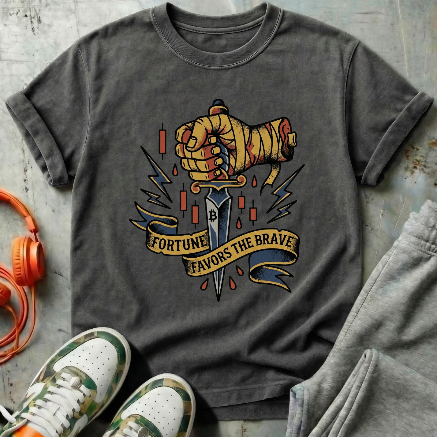Fortune Favors the Brave Falling Knife Tee
