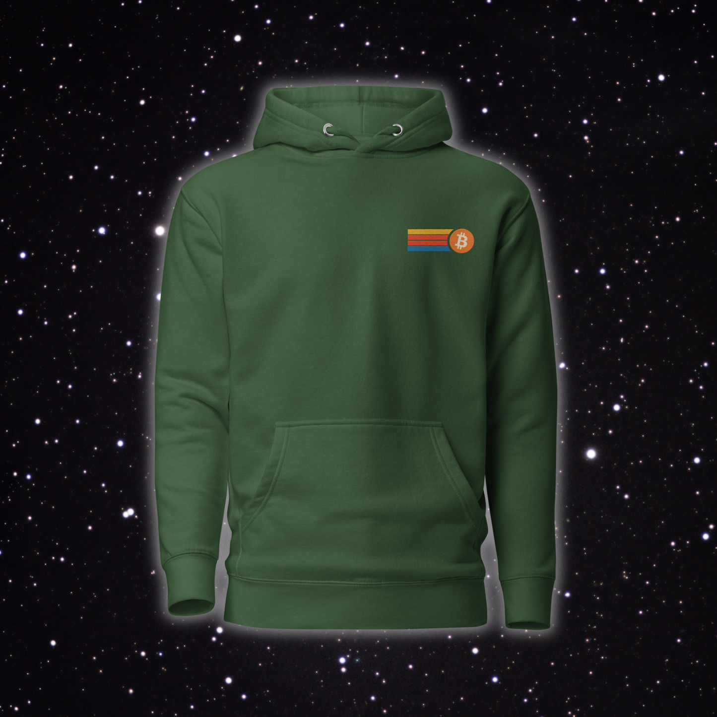 Retro Stripe Bitcoin Premium Embroidered Hoodie