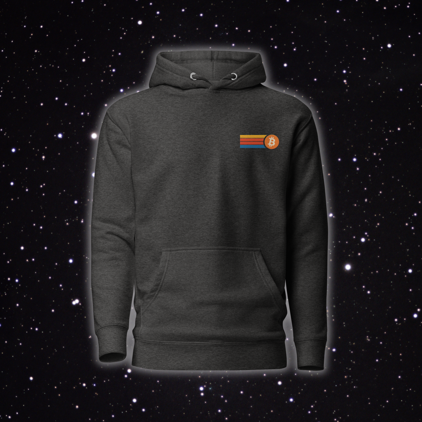 Retro Stripe Bitcoin Premium Embroidered Hoodie