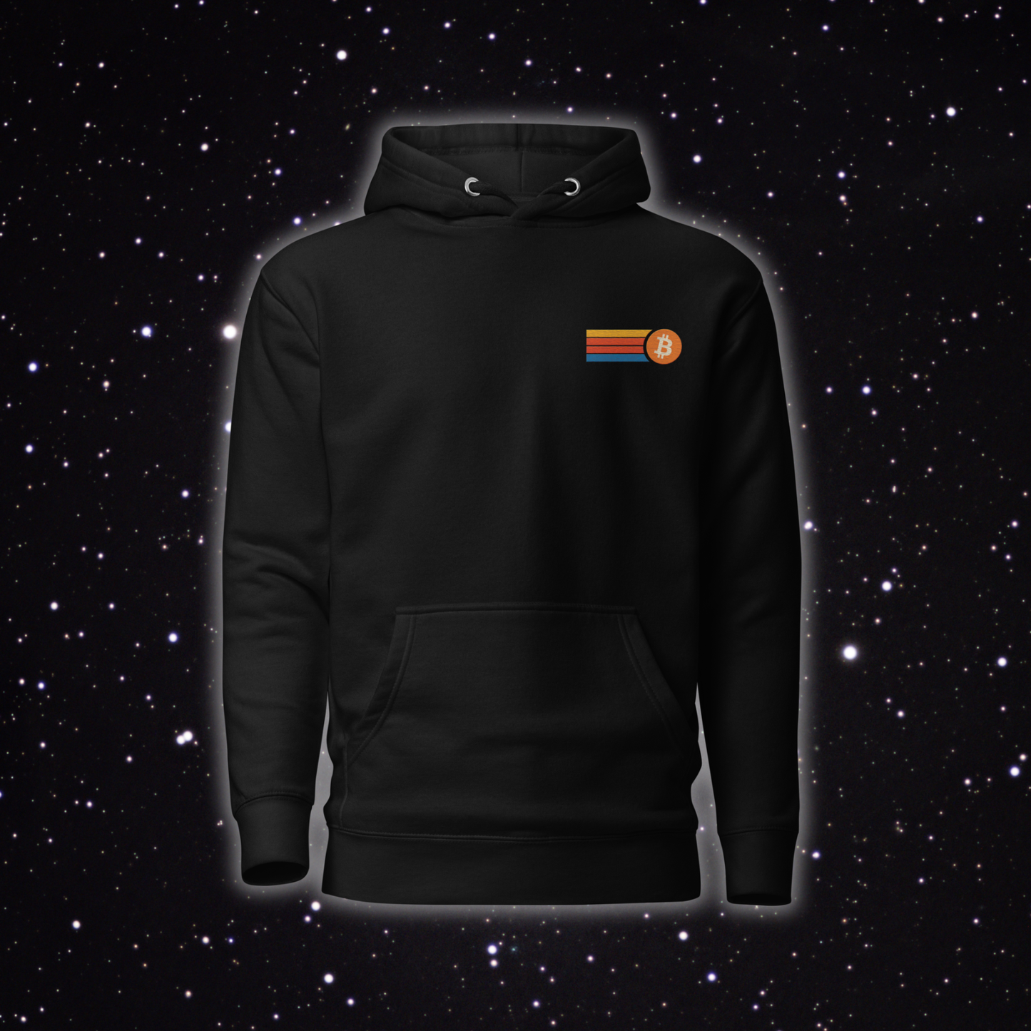 Retro Stripe Bitcoin Premium Embroidered Hoodie