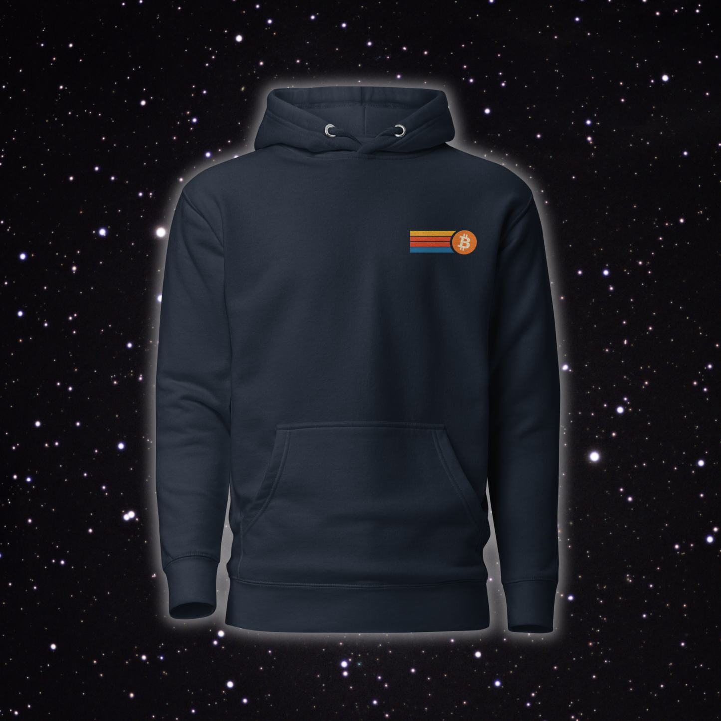 Retro Stripe Bitcoin Premium Embroidered Hoodie