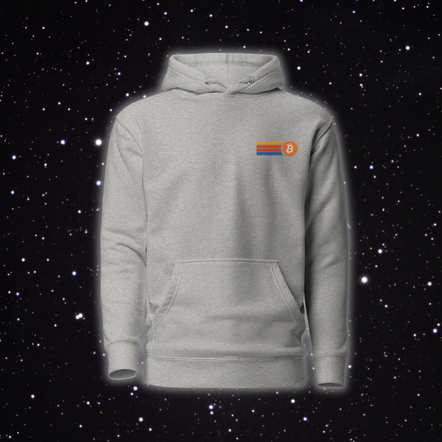 Retro Stripe Bitcoin Premium Embroidered Hoodie