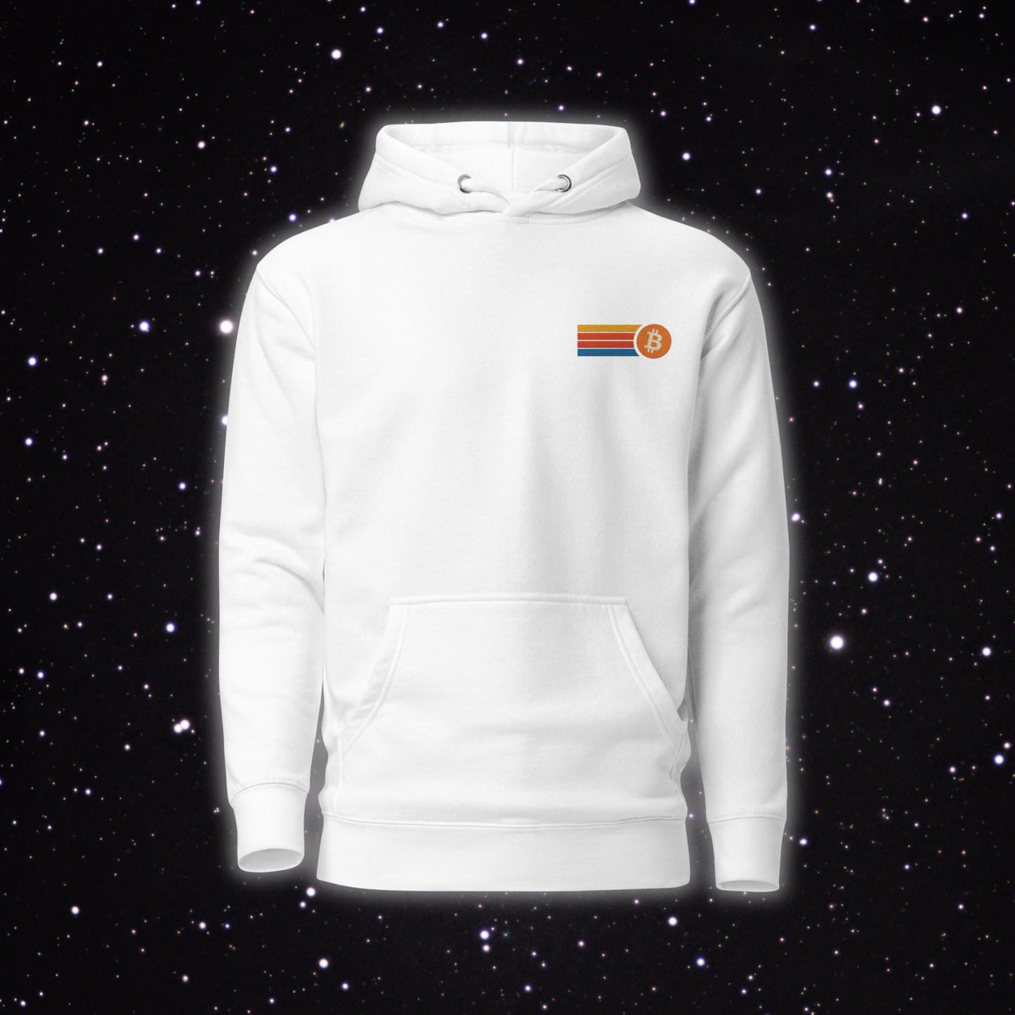 Retro Stripe Bitcoin Premium Embroidered Hoodie