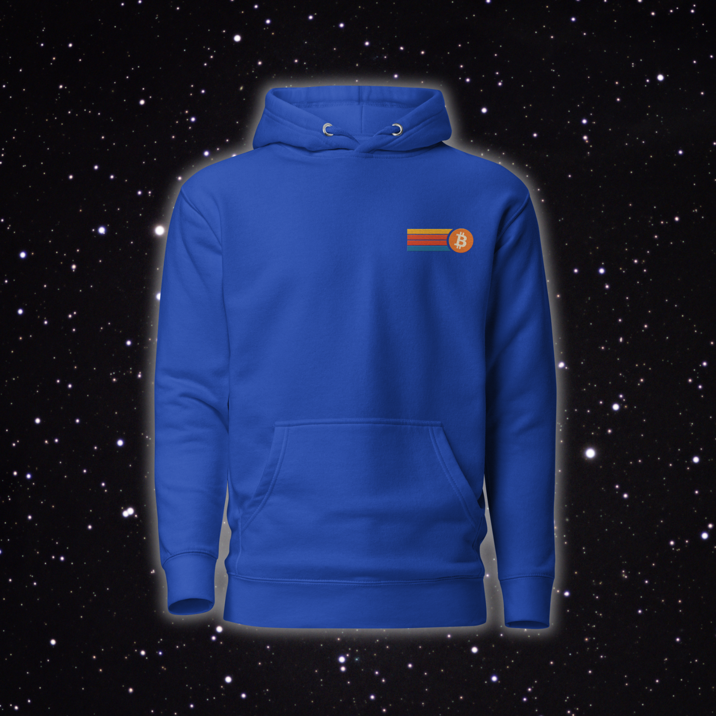 Retro Stripe Bitcoin Premium Embroidered Hoodie