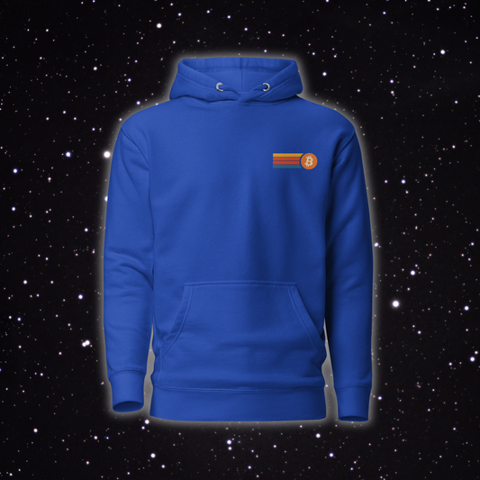 Retro Stripe Bitcoin Premium Embroidered Hoodie