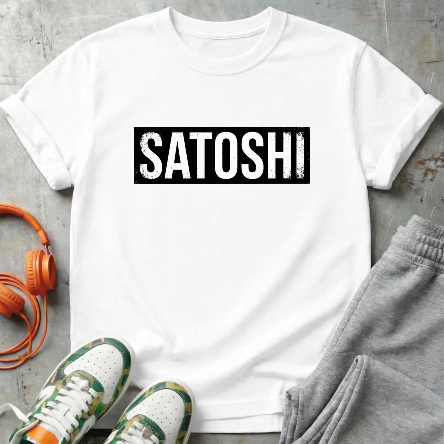 Satoshi Minimalist T-Shirt | Bitcoin Nameplate Black Tee