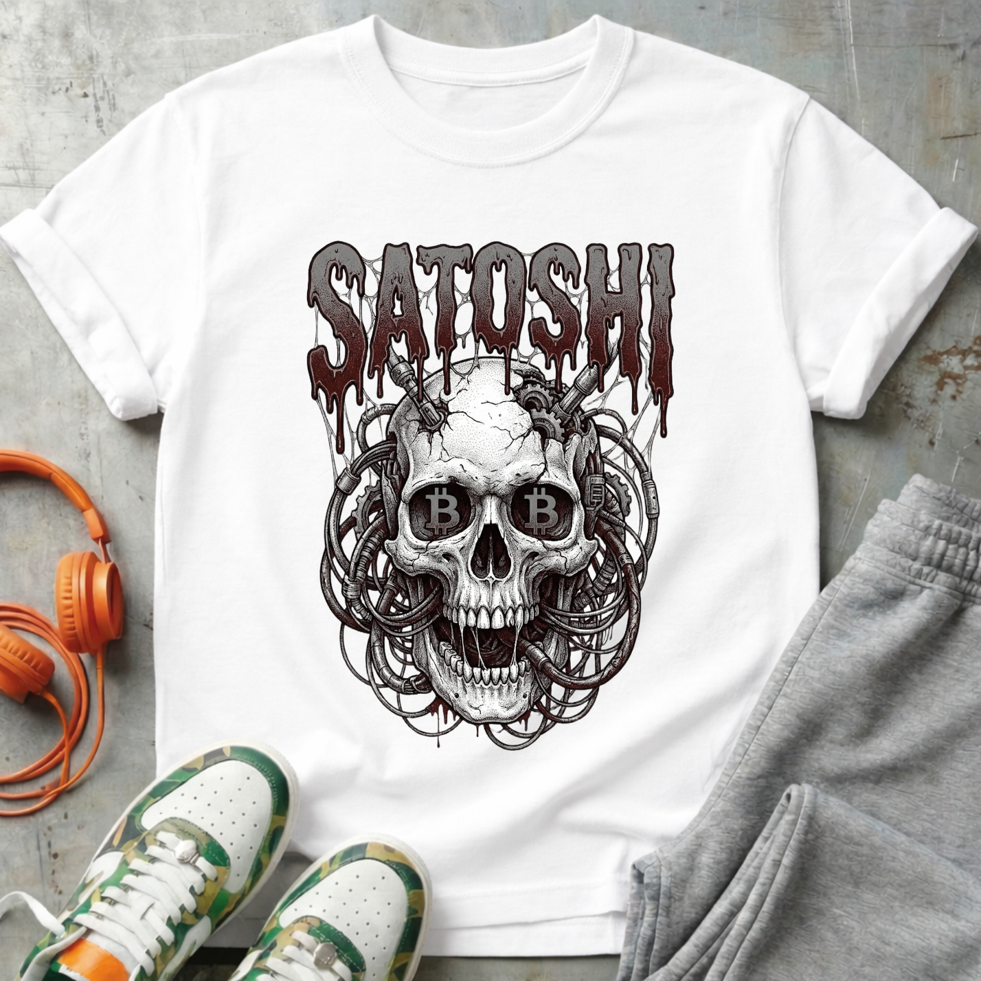 Satoshi Skull Cyberpunk Tee