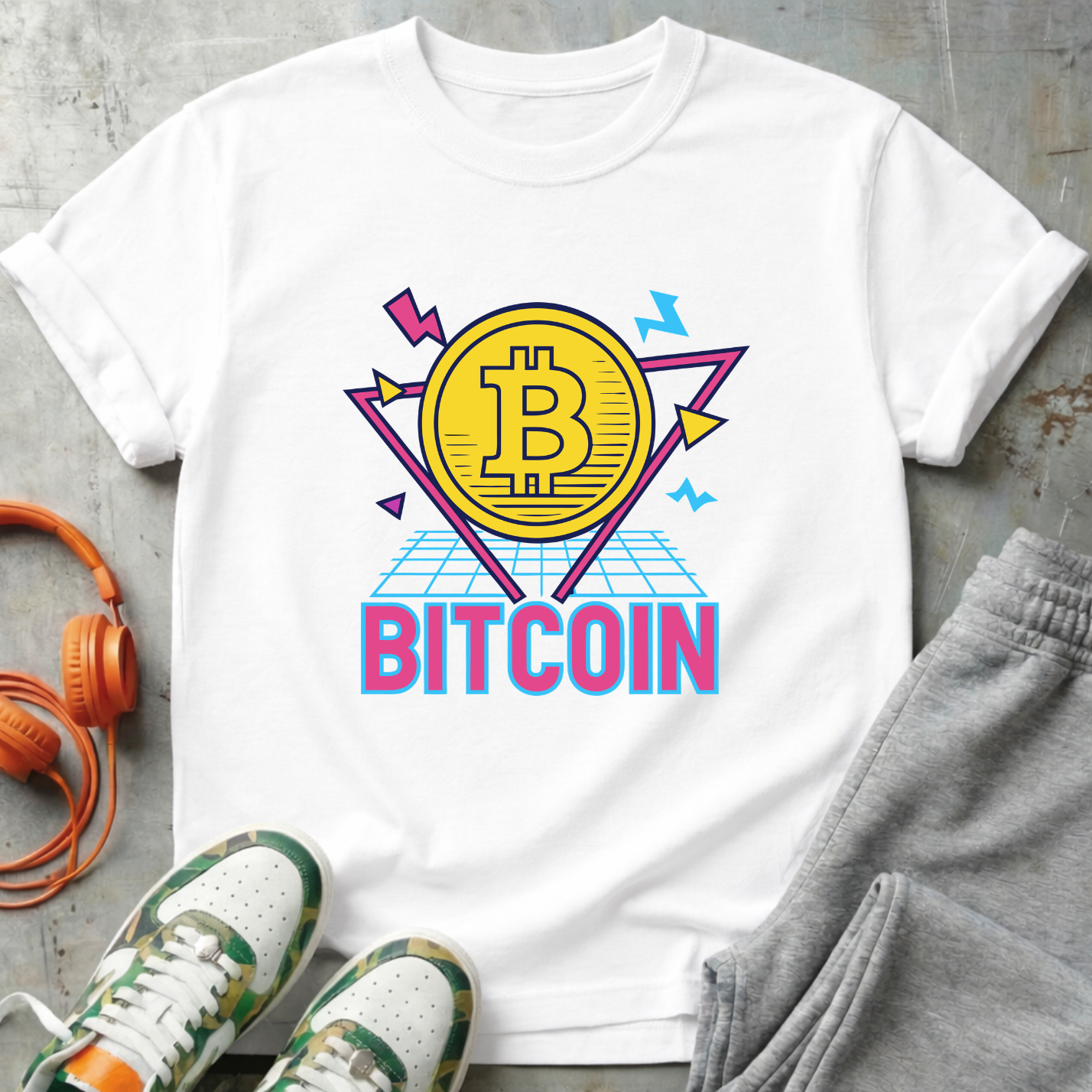 Bitcoin Eighties Synthwave Tee