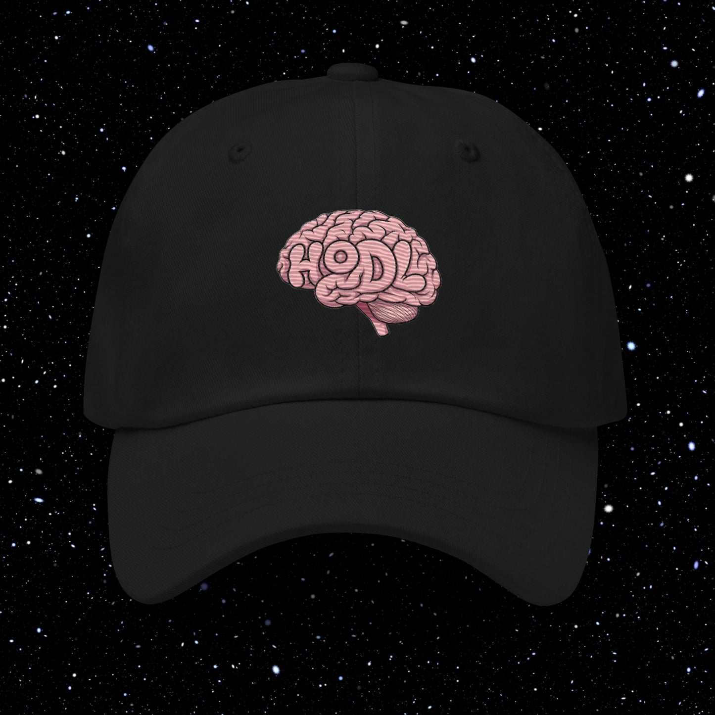 Hodl Brain Embroidered Dad Hat Black