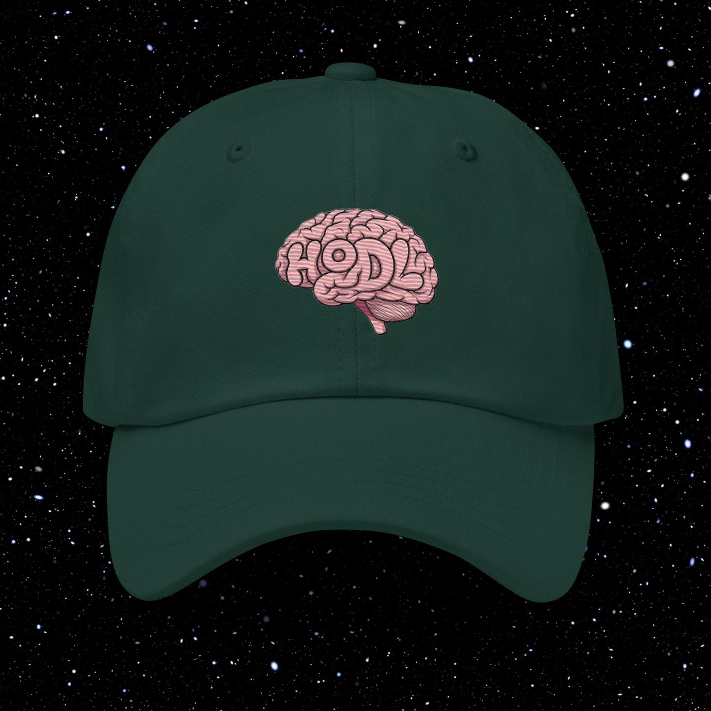 Hodl Brain Embroidered Dad Hat Forest