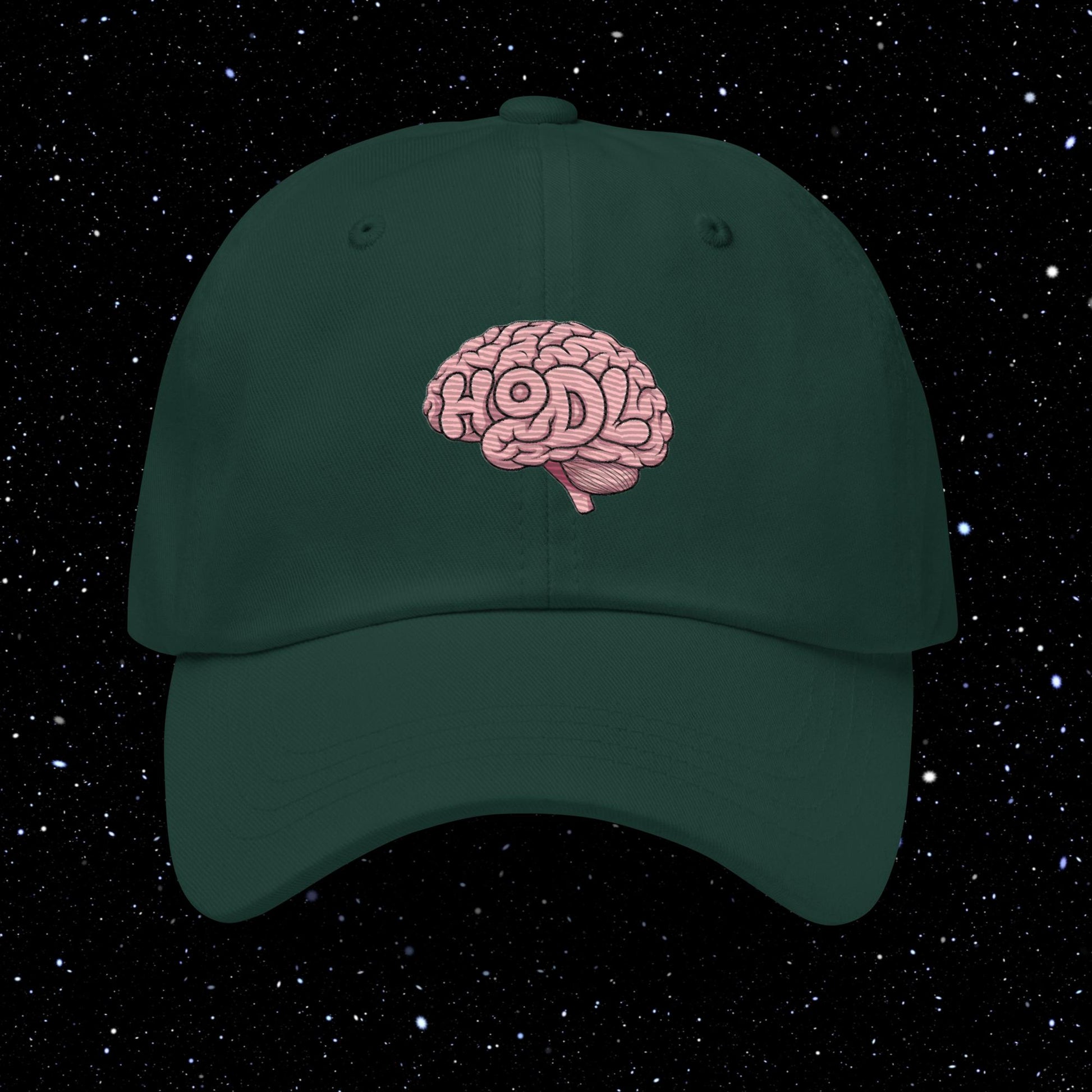 Hodl Brain Embroidered Dad Hat Forest