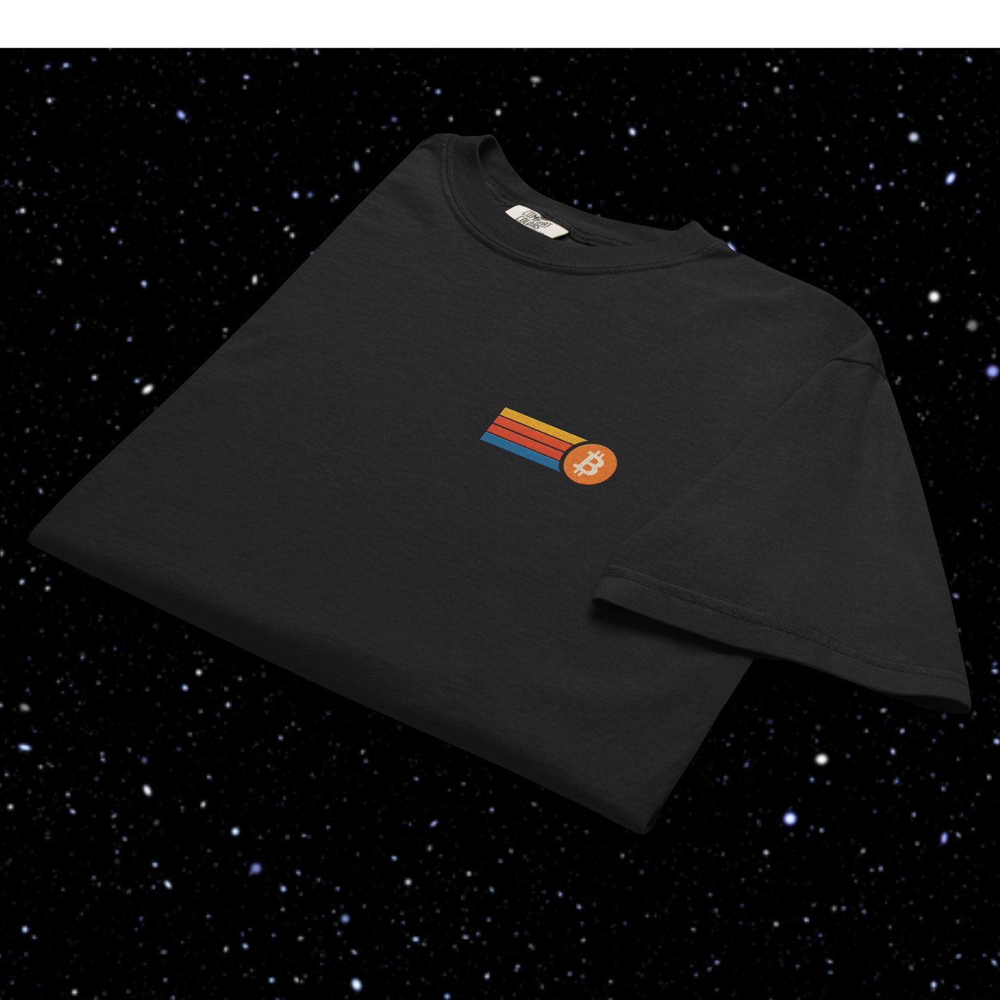 Retro Stripe Elite Embroidered Bitcoin Tee