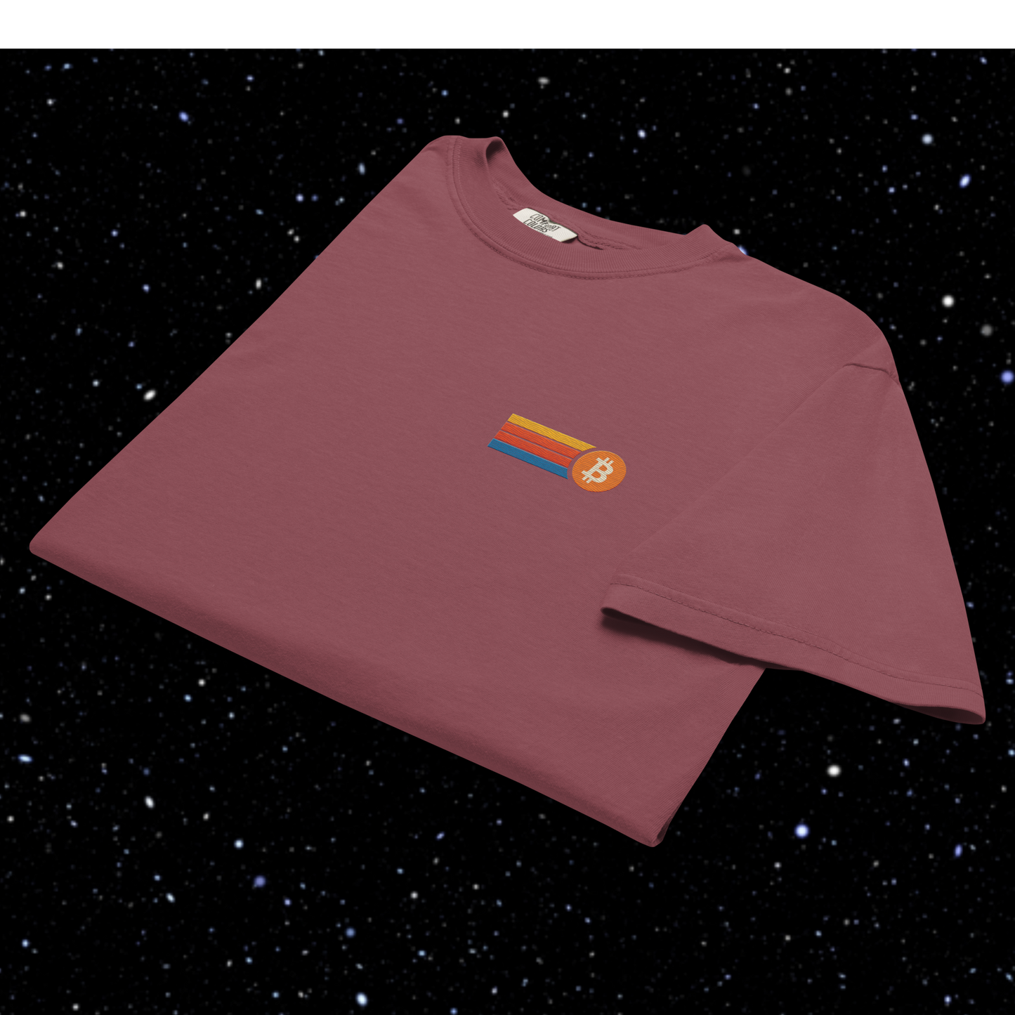 Retro Stripe Elite Embroidered Bitcoin Tee