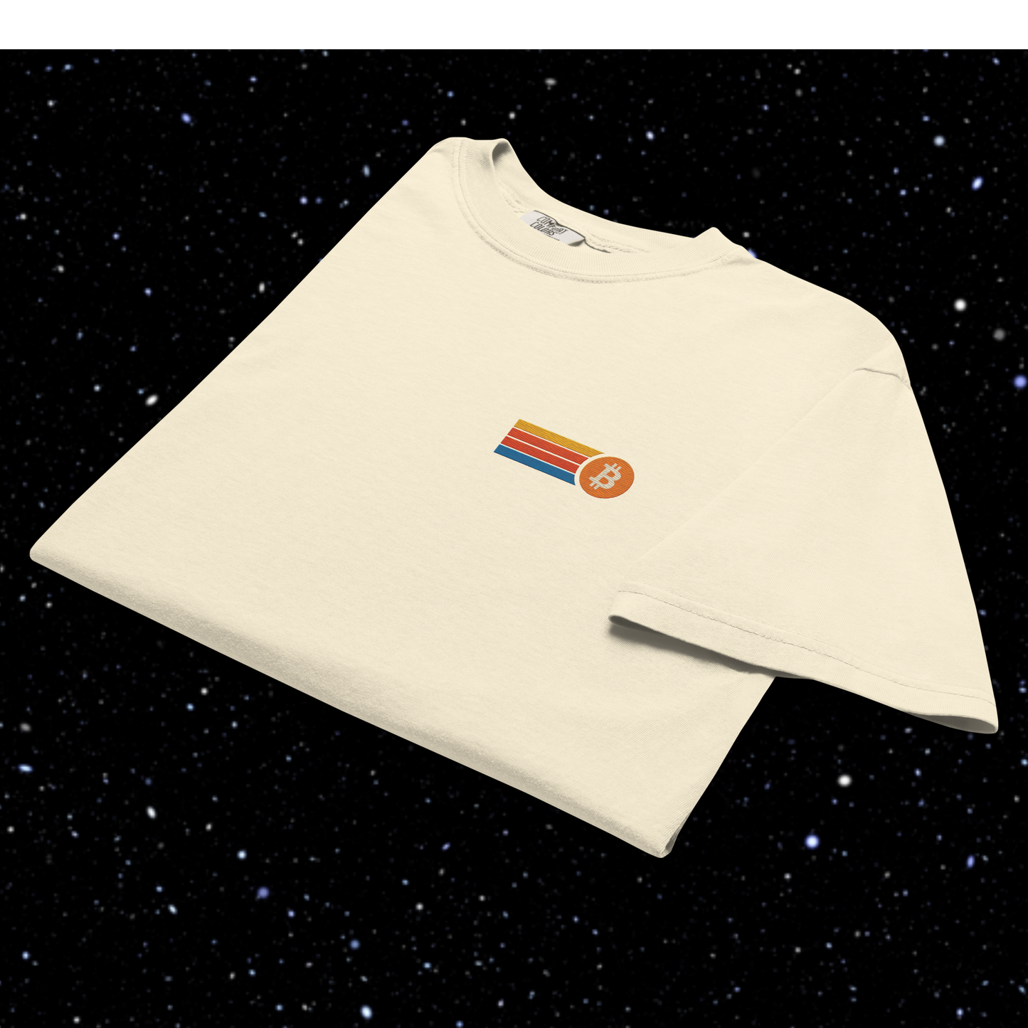 Retro Stripe Elite Embroidered Bitcoin Tee